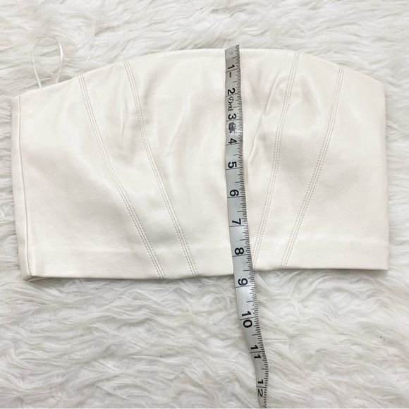 ZARA Faux Leather Cream Crop Top - Picture 4 of 6